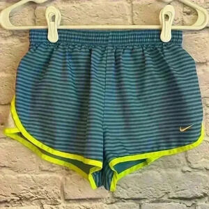 Nike Women's Athletic shorts blue stripe with bright green trim Size XS